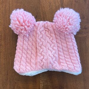 Pink Knitted Pom-Pom Beanie for Kids